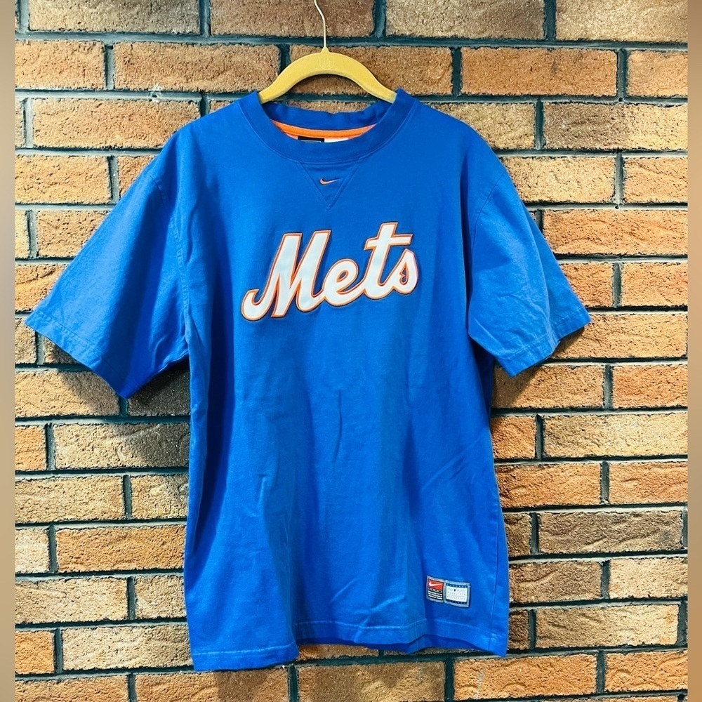 Nike MLB Blue Mets Short Sleeve Tee with Orange Accents
